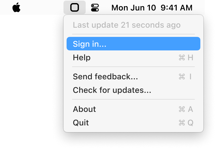 Portrait Hosting menu bar controls